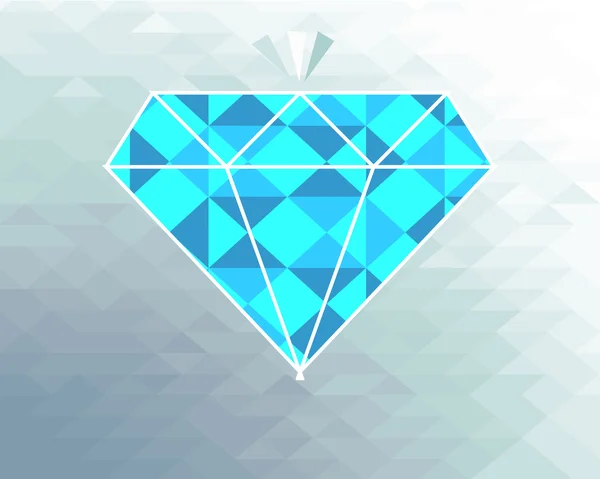 Poligonal diamond, illustration over geometric texture  backgrou — Stock Vector