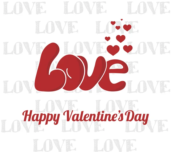 Happy valentine illustratie, liefde tekst en harten over kleur b — Stockvector