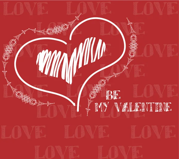 Ser mi ilustración de San Valentín, amor texto y corazón sobre el color de vuelta — Vector de stock