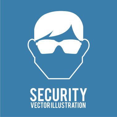 endüstriyel emniyet, koruyucu gözlük illüstrasyon mavi renk backgro