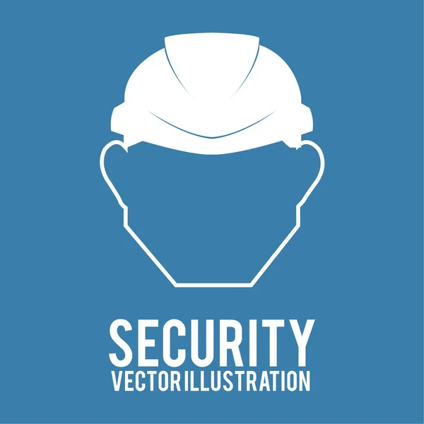 Industrial safety, hard hat illustration over blue color backgro — Stock Vector