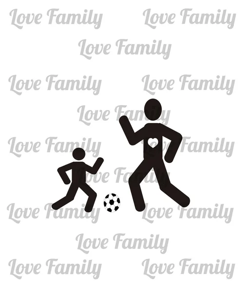 Dad playing football with his son over text background — Stock Vector