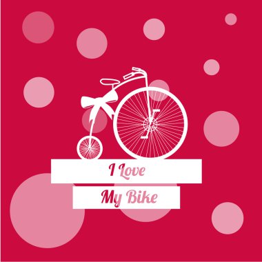 yüksek bisiklet, vintage damga illüstrasyon kırmızı rengin geri üzerine rue