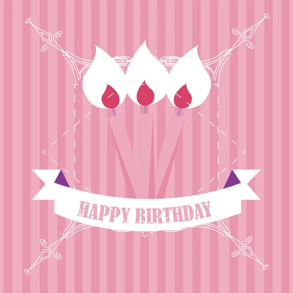 Happy Birthday Illustration, Kerzen auf farbigem Hintergrund — Stockvektor