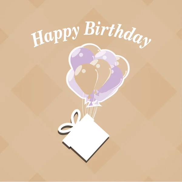 Happybirthday ilustración, globos colgantes de la caja, sobre bac color — Vector de stock