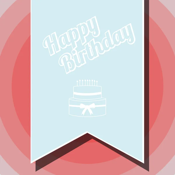 Happy Birthday Illustration, blauer Flieger über farbigem Hintergrund — Stockvektor