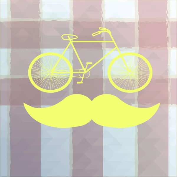 Bicycle and moustache  illustration over blue color background — Stock Vector