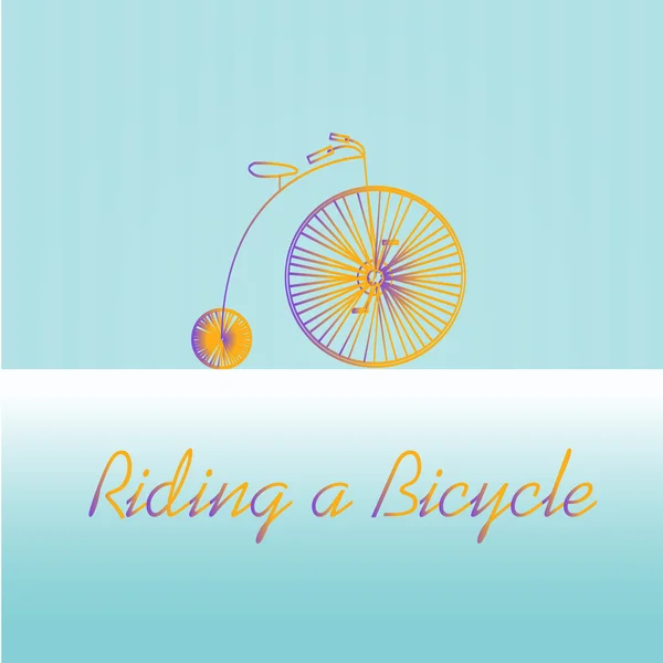 Rue haute bicyclette, dégrader illustration timbre sur bleu couleur bac — Image vectorielle