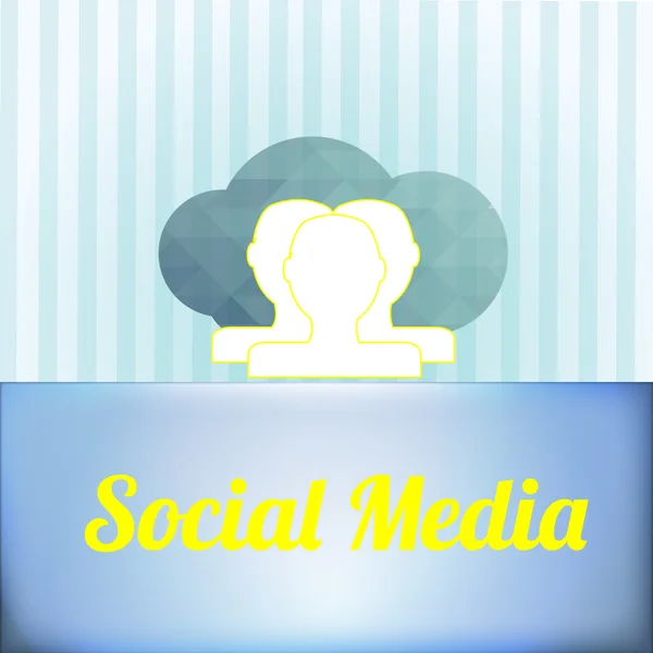 Social media illustration, clouds, persons over blue color backg — Stock Vector