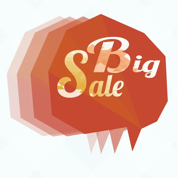 Big sale, geometrical bubble talk  over white color background — Stock Vector