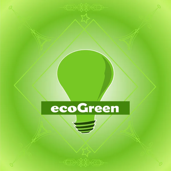 Eco gröna illustration, lampa över färgbakgrund — Stock vektor