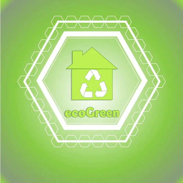 Eco zelené ilustrace, dům nad barvu pozadí — Stockový vektor