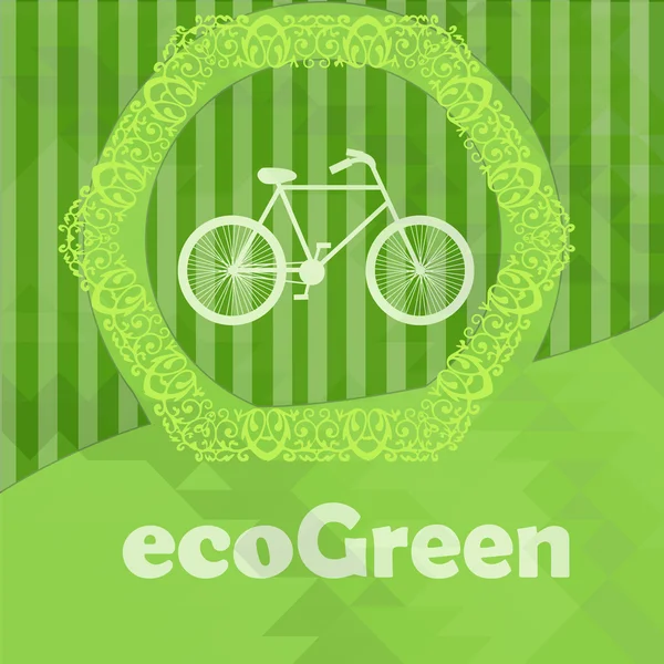 Eco ilustración verde, sello de bicicleta sobre el fondo de color — Vector de stock