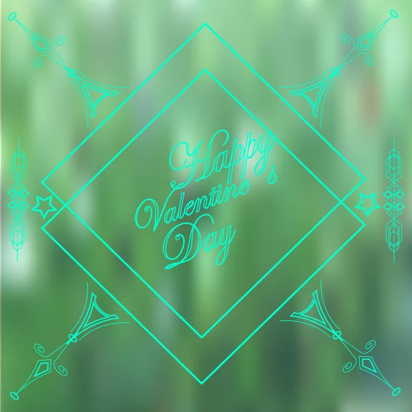 Día de San Valentín, etiqueta hexágono y texto sobre fondo borroso — Vector de stock
