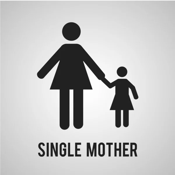 Single mother whith childe over gray color background — Stock Vector