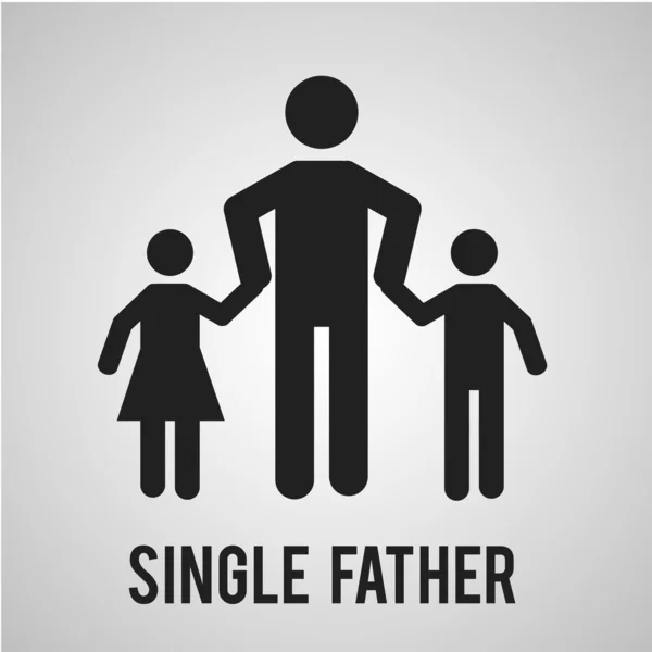 Single father whith his childrens  over gray color background — Stock Vector