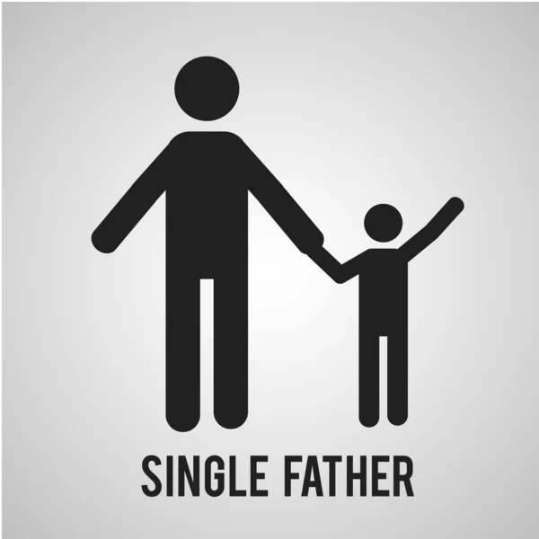 Padre single whith suo figlio su sfondo di colore grigio — Vettoriale Stock