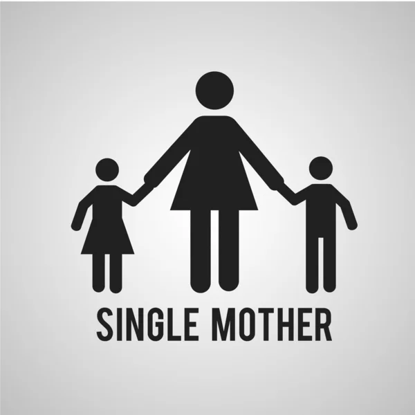 Madre single whith bambino su sfondo di colore grigio — Vettoriale Stock
