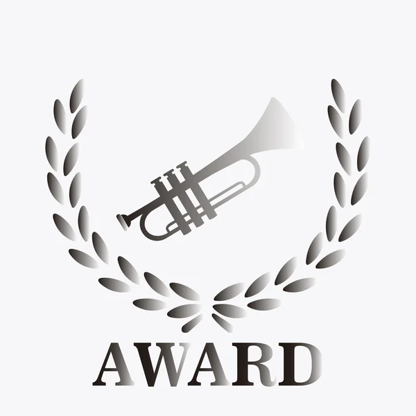 Silver Award to trumpet over degrade background — Stock Vector