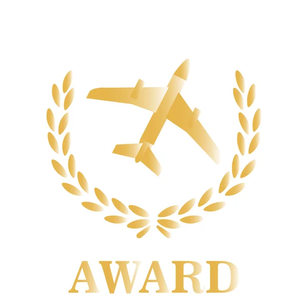 Gold Award Fluggesellschaft über weißem Hintergrund — Stockvektor