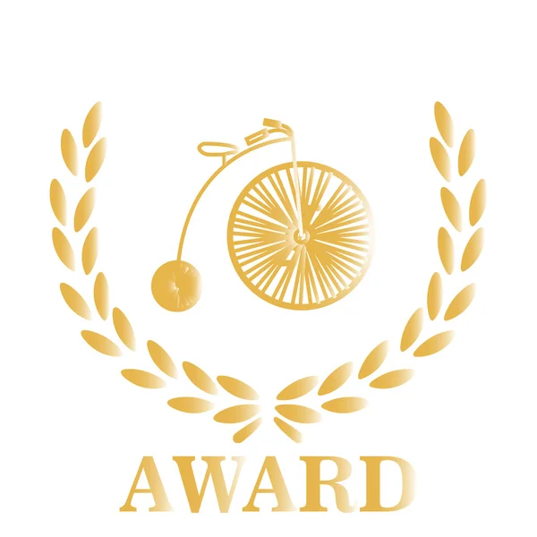 Gold Award cyclists over white color background — Stock Vector