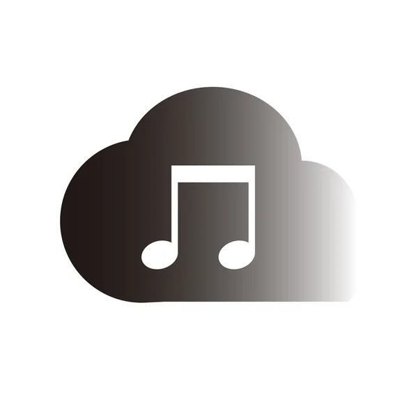 Nuage avec note musicale sur fond blanc — Image vectorielle