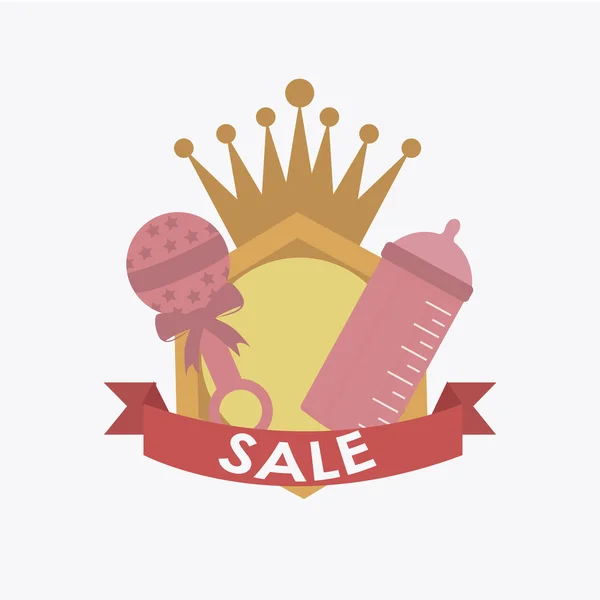 Sale or discount of  rattles and baby bottles for girls over whi — Stock Vector