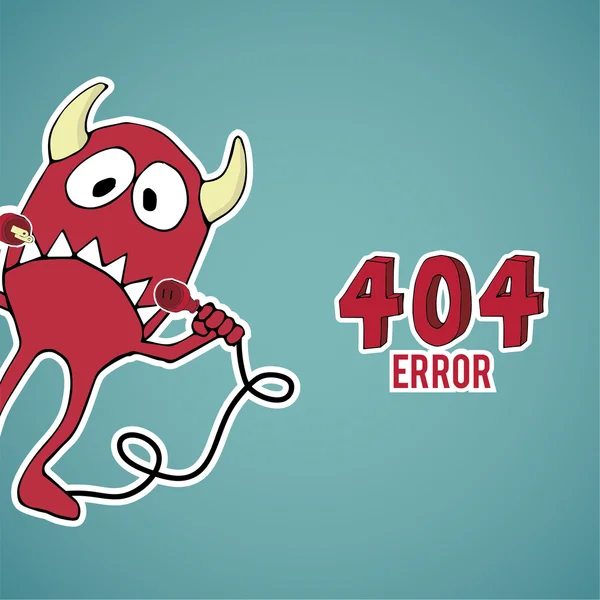 Error 404, desplazamiento monstruo rojo con cables desconectados en azul c — Archivo Imágenes Vectoriales