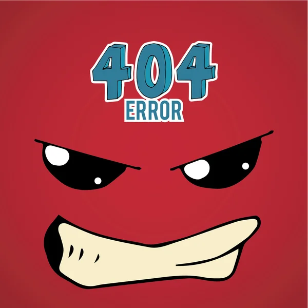 Error 404, cara disgustada sobre fondo de color rojo — Vector de stock