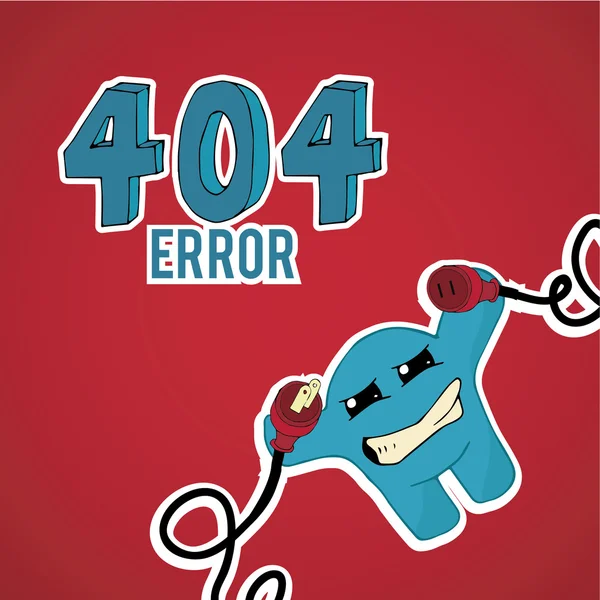 Erreur 404, monstre en colère avec plug and pin sur backgrou couleur rouge — Image vectorielle