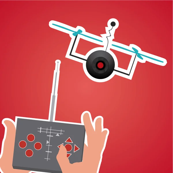 Controle drone twee helix uit op rode achtergrond — Stockvector