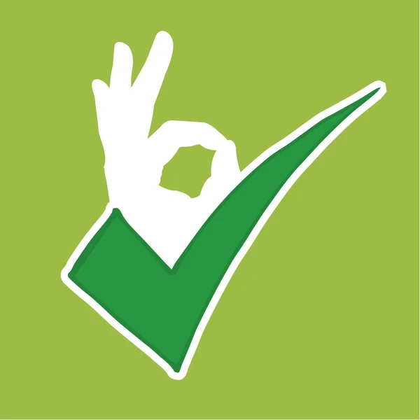 Kciuki w górze i zielony znak — Wektor stockowy