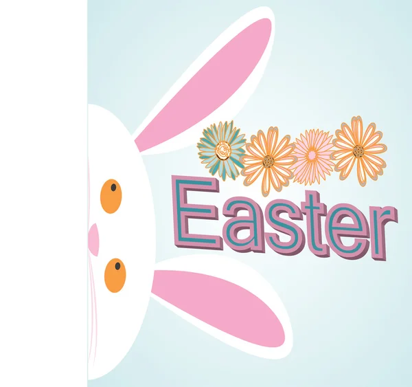 Easter Bunny appears next on blue background — Stock Vector