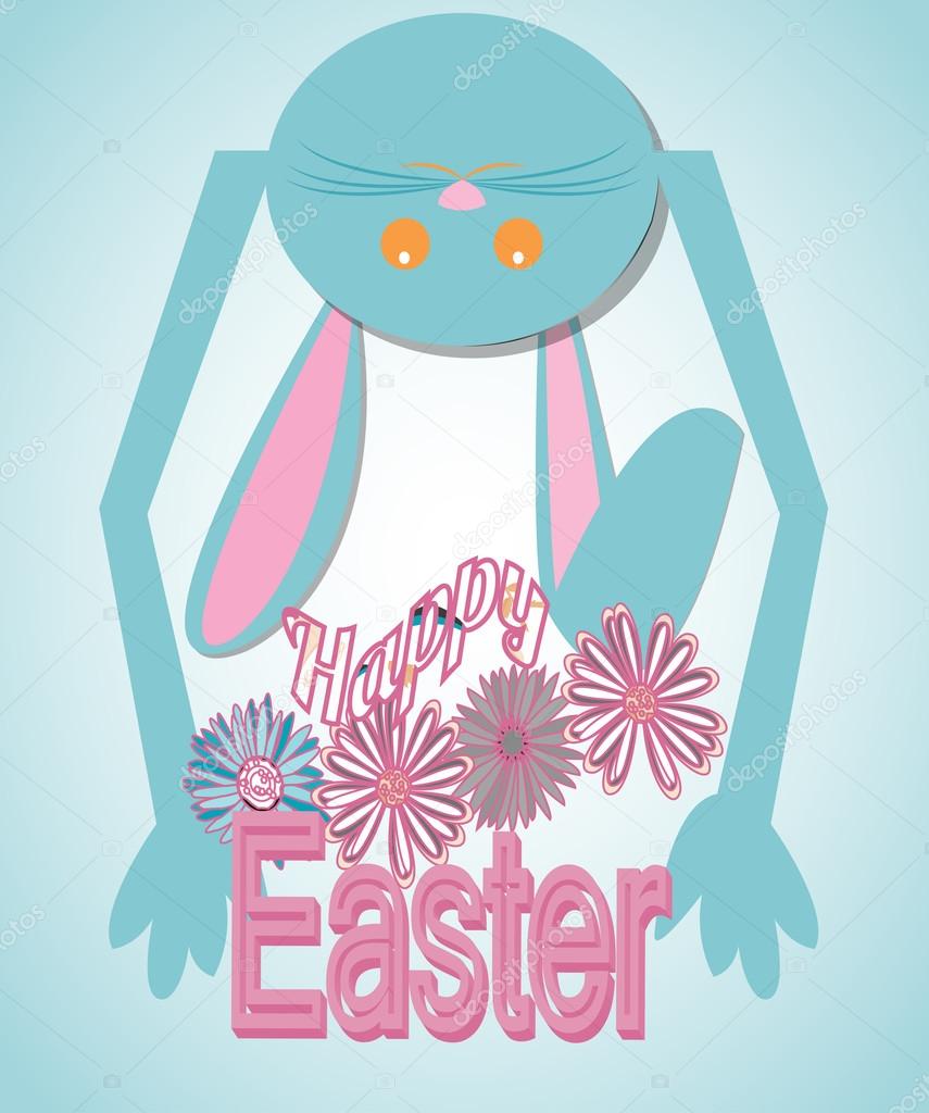 Easter Bunny with hands hanging over degrade background