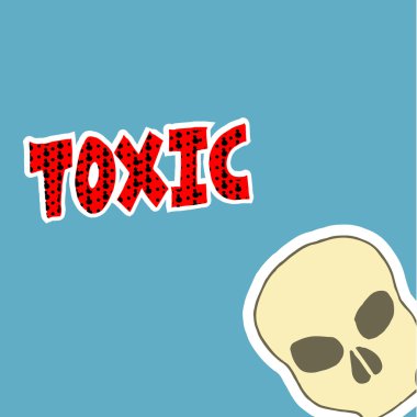 Toksik, kafatası ve kırmızı tex