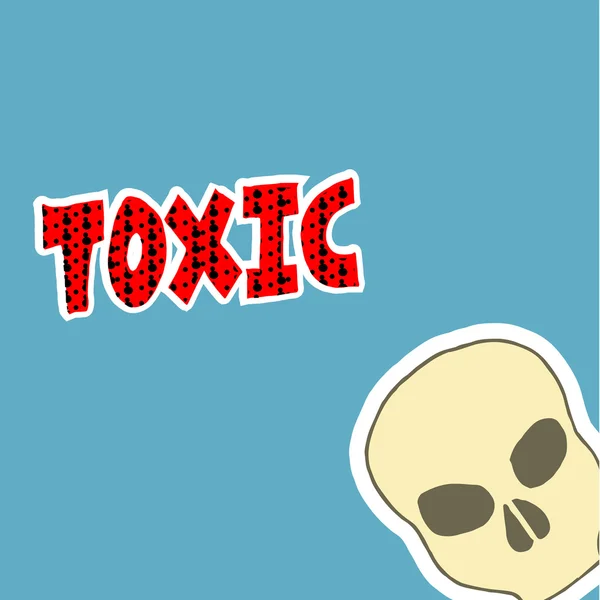 Toxic, skull and red tex — Stock Vector