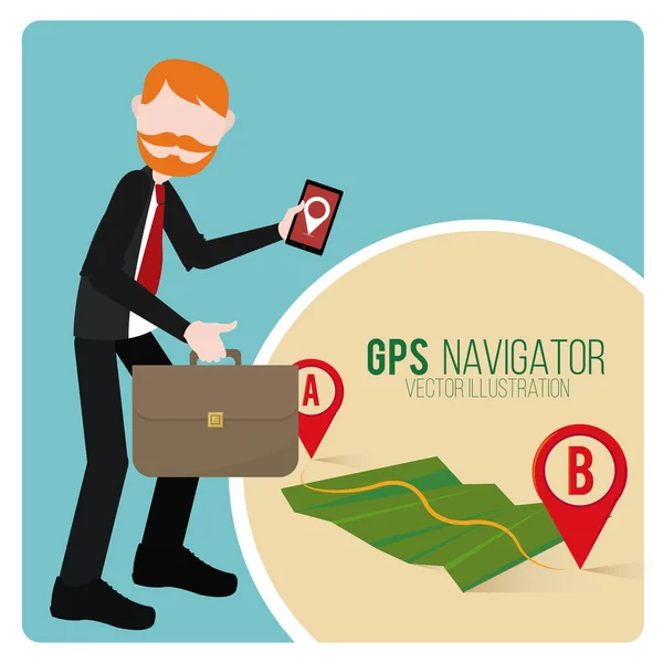 GPS навигатор на цветном фоне — стоковый вектор