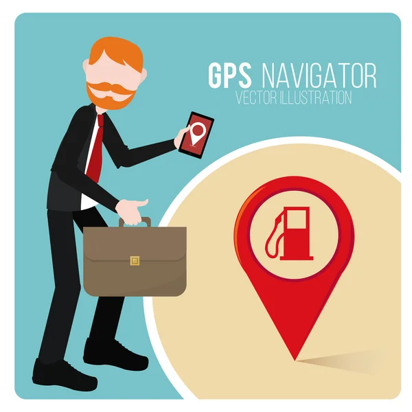 GPS-Navigator über farbigem Hintergrund — Stockvektor