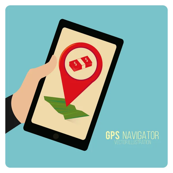 GPS Navigator op kleur achtergrond — Stockvector