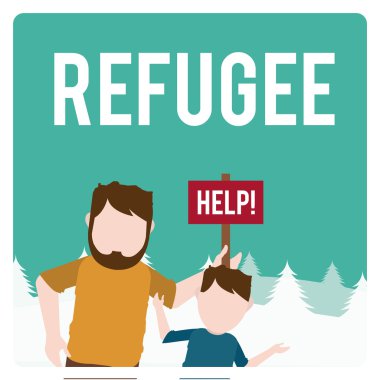 refugee illustration over  winter landscape clipart