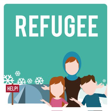 refugee illustration over  winter landscape clipart