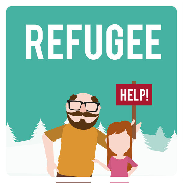 refugee illustration over  winter landscape