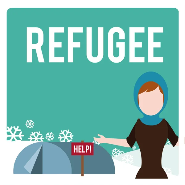 Refugee illustration over  winter landscape — Stock Vector