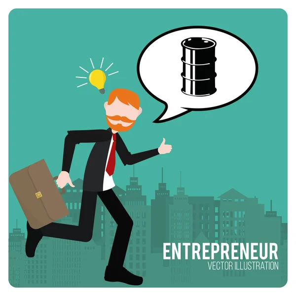 Vállalkozó illusztráció felett színes háttérrel — Stock Vector