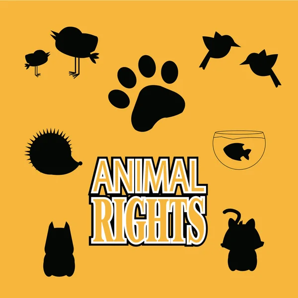 Animale Rigths illustrazione su sfondo di colore arancione — Vettoriale Stock