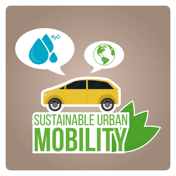 Movilidad urbana sostenible ilustración con texto verde sobre co — Vector de stock