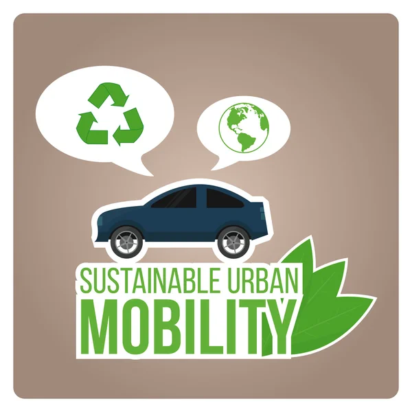 Udržitelné městské mobility ilustrace s zeleným textem nad co — Stockový vektor