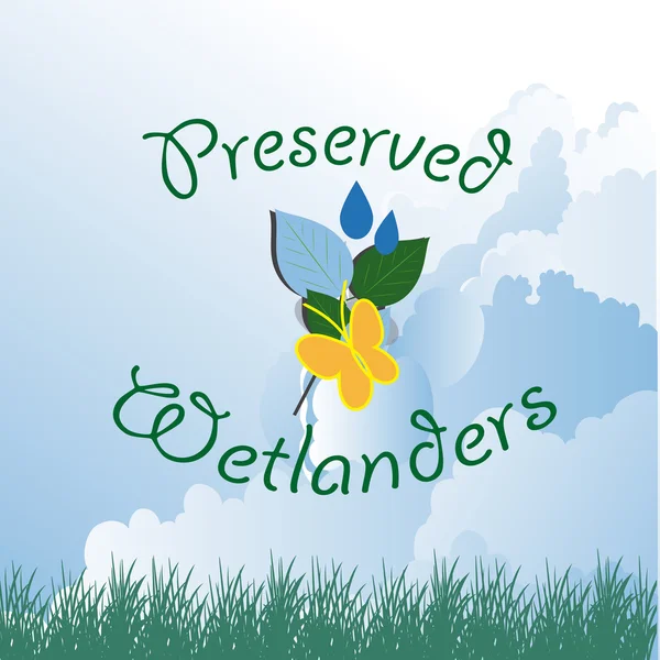 Wetlands vetor sobre nuvens fundo —  Vetores de Stock