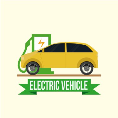 Elektrikli araç simgelerinin renk arka plan üzerinde