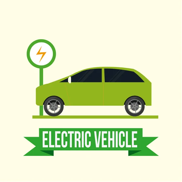 Electric Vehicle icons over color background — Stock Vector